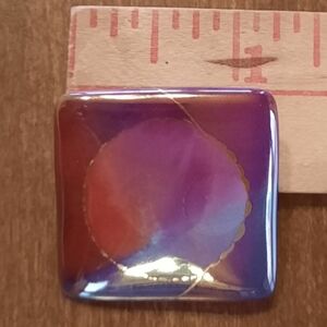 Handcrafted Glazed Ceramic Brooch - 1.25 inches square